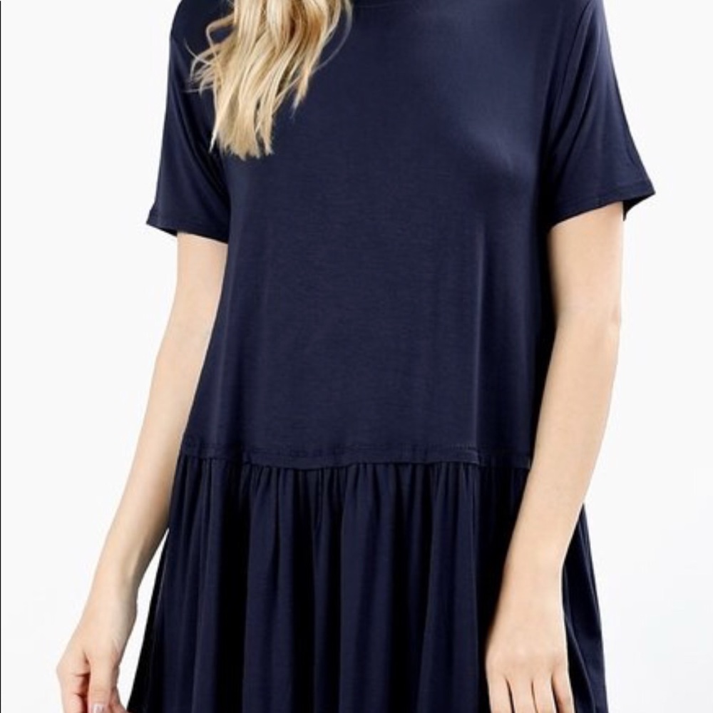 New Boutique Soft Navy Ruffle Tunic Comfy